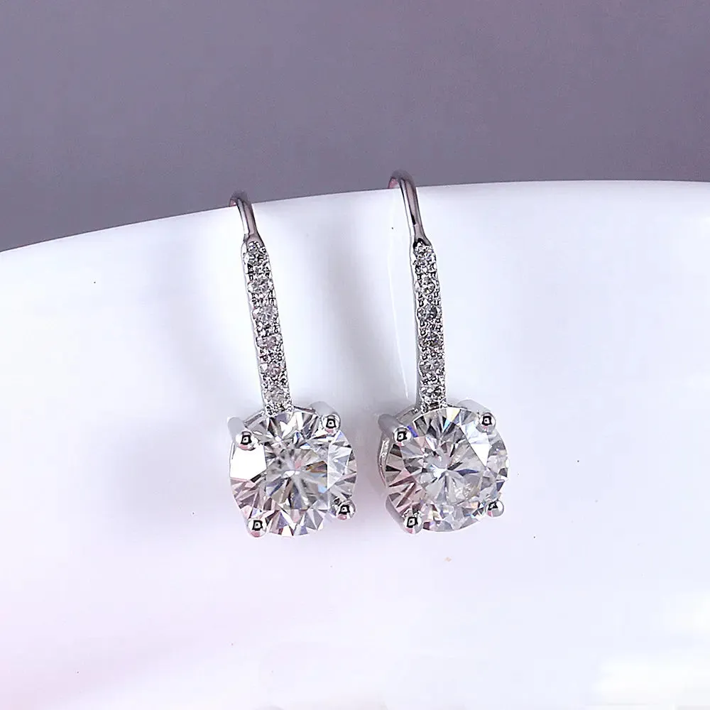 14k White Gold Moissanite Drop Earrings 2.12ctw