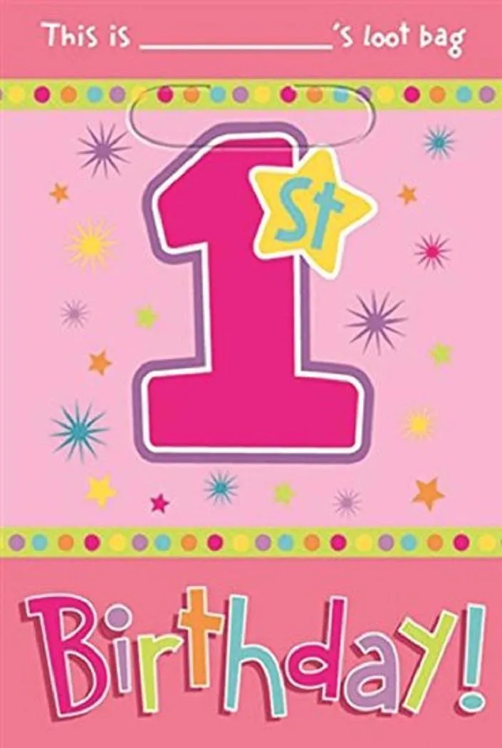 1st Birthday Pink Loot Bags