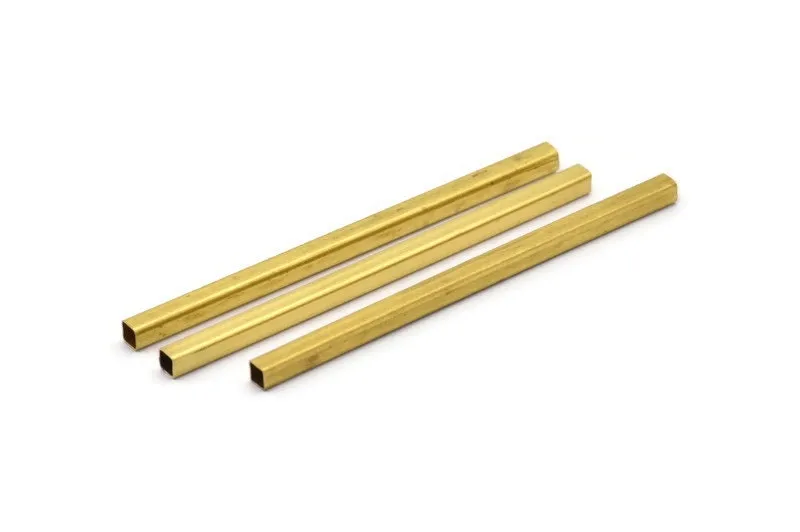 25 Raw Brass Square Tubes (3x60mm) Bs 1614