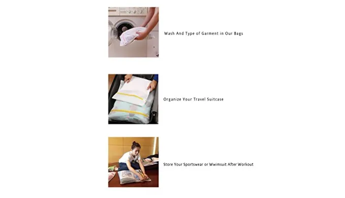 ALMOST GONE: 5 Pack Mesh Zippered Laundry Bags - 1 Extra Large, 2 Large & 2 Medium - Ships Next Day!