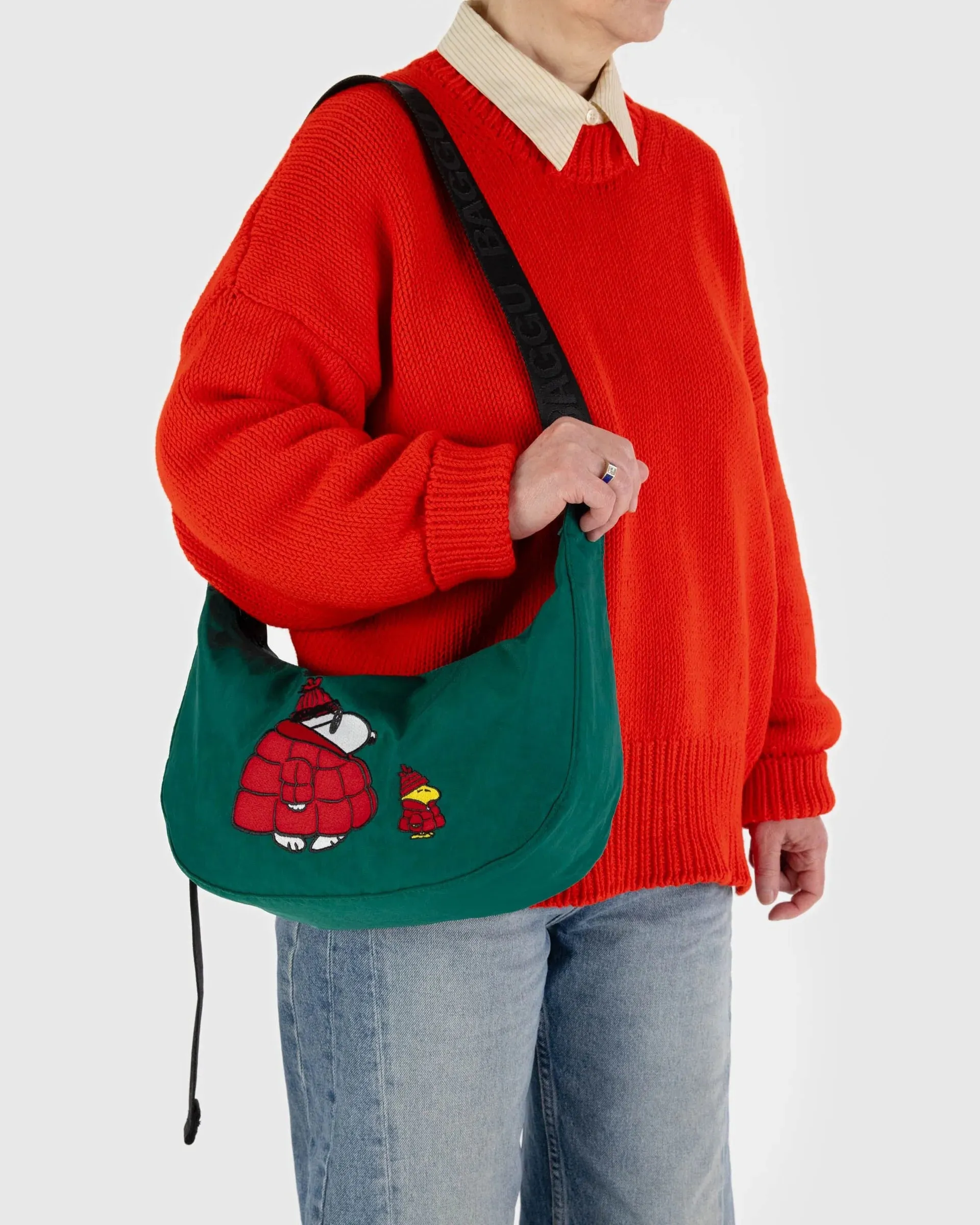 Baggu - Medium Nylon Crescent Bag | Snoopy & Woodstock