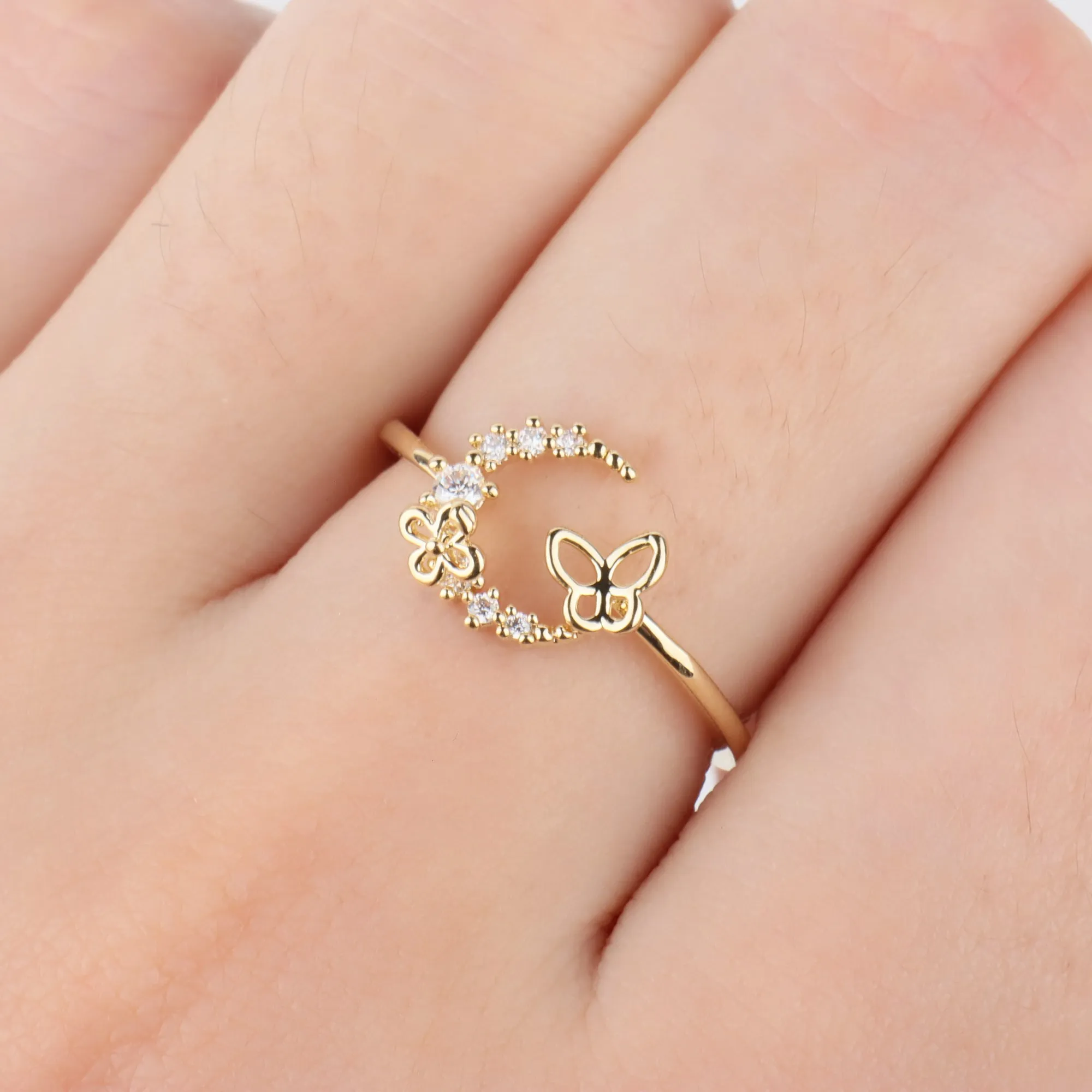 Crescent Butterfly Ring