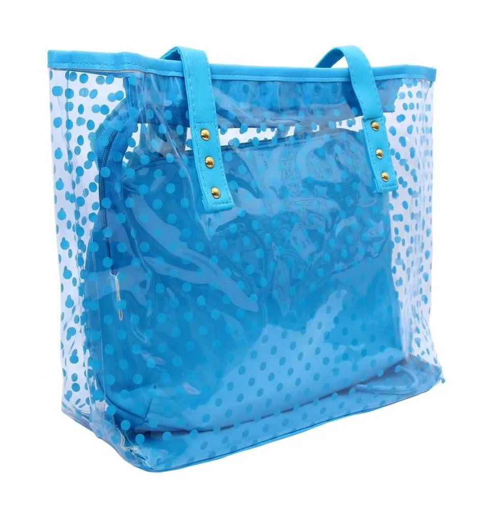 FabSeasons Blue Transparent Printed Large Shoulder Bag
