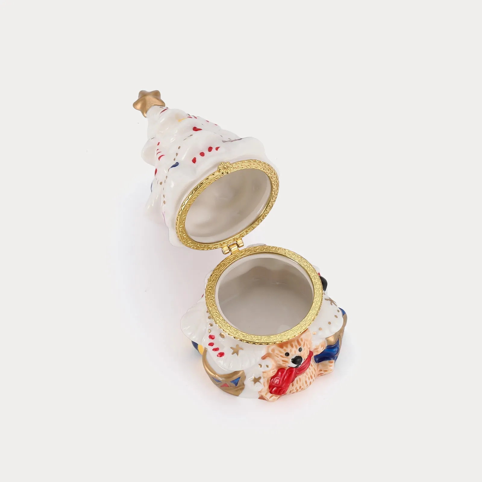 Fuzzy Bear Christmas Tree Jewelry Box