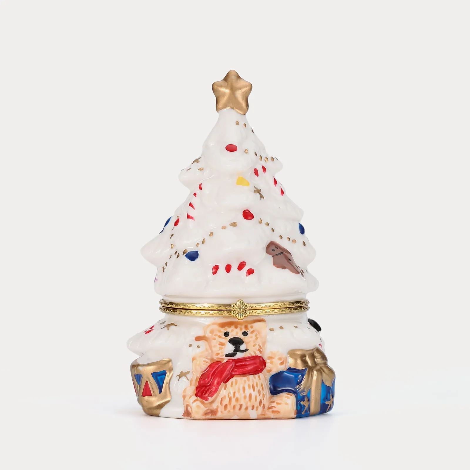Fuzzy Bear Christmas Tree Jewelry Box