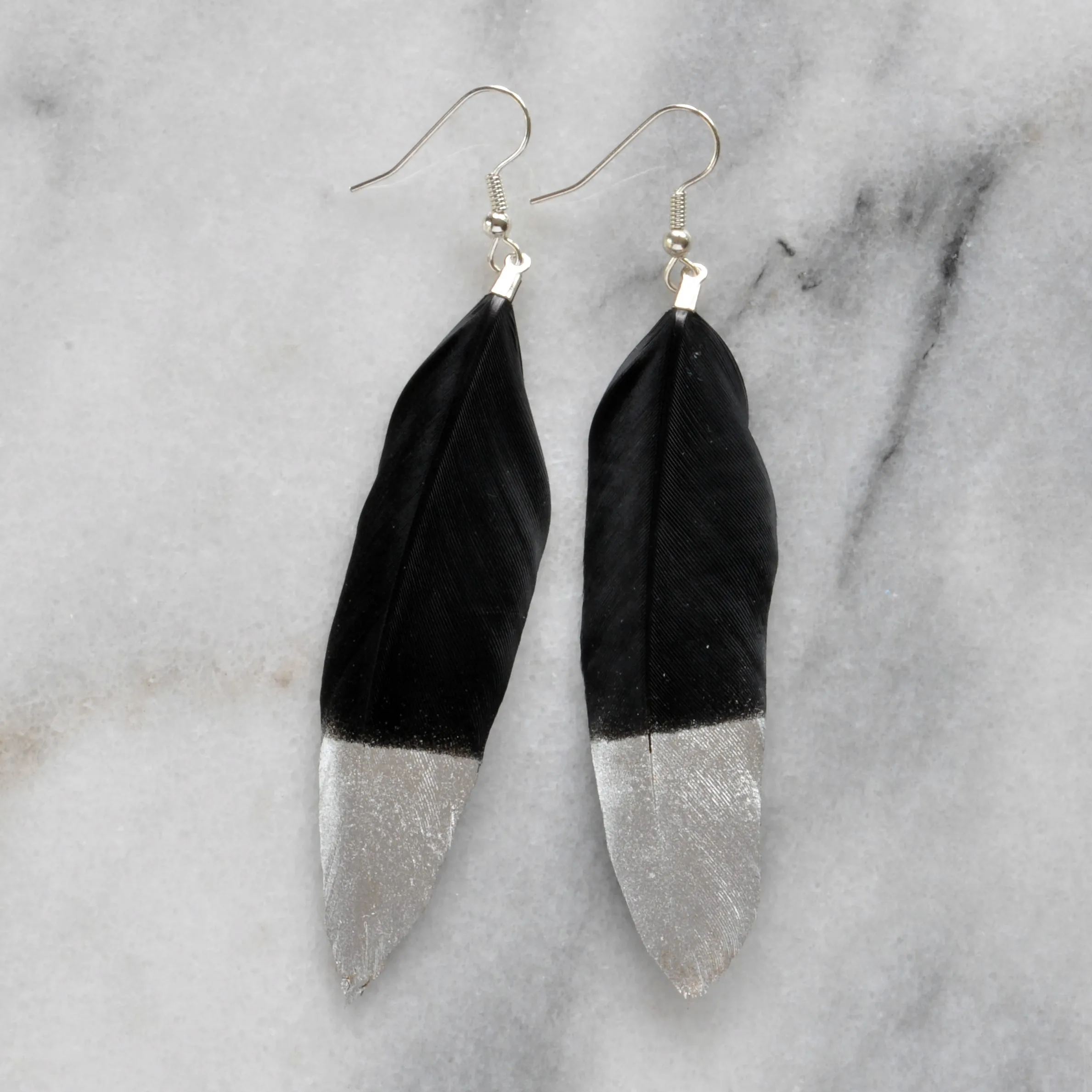 Gold and Silver 4 Feather Earrings