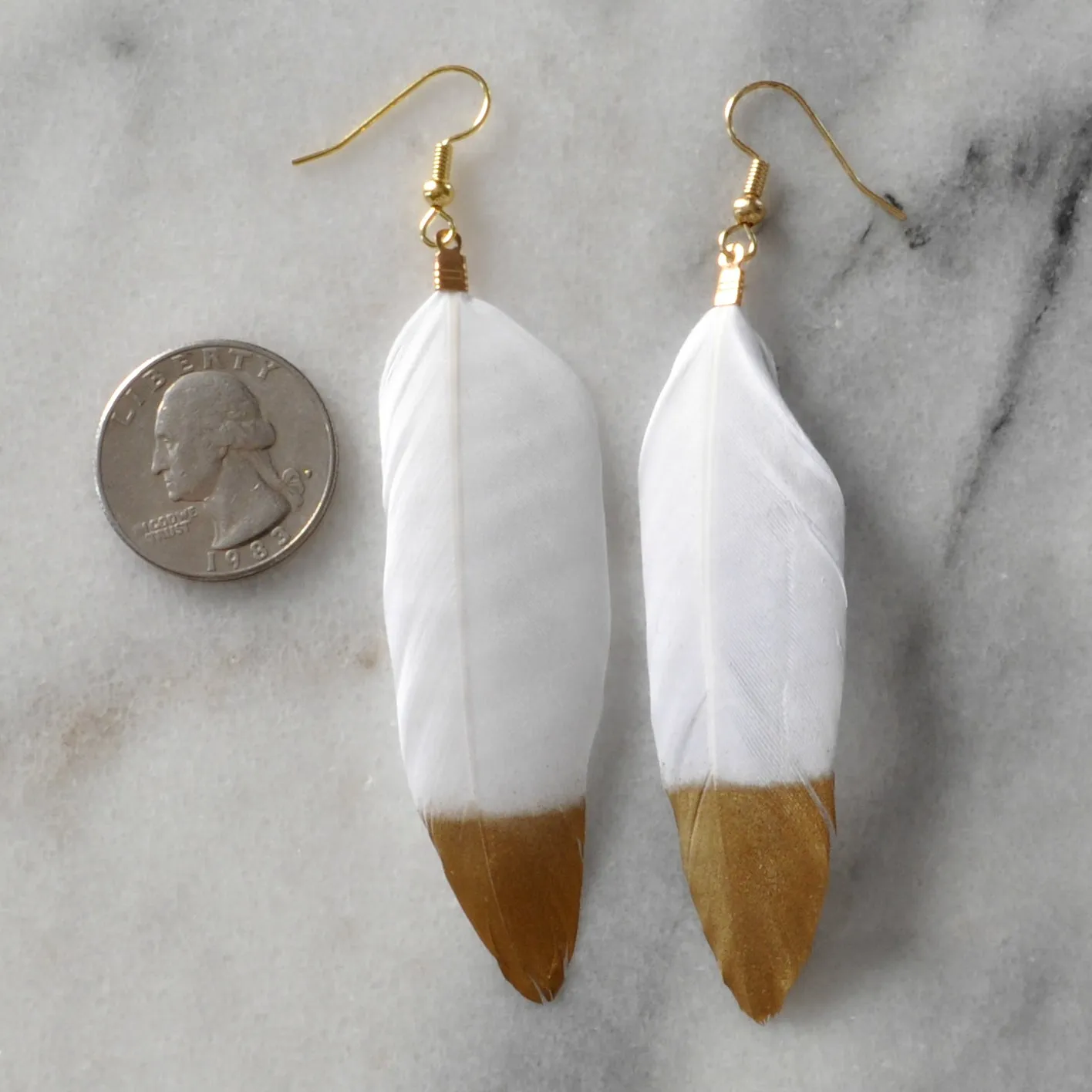 Gold and Silver 4 Feather Earrings