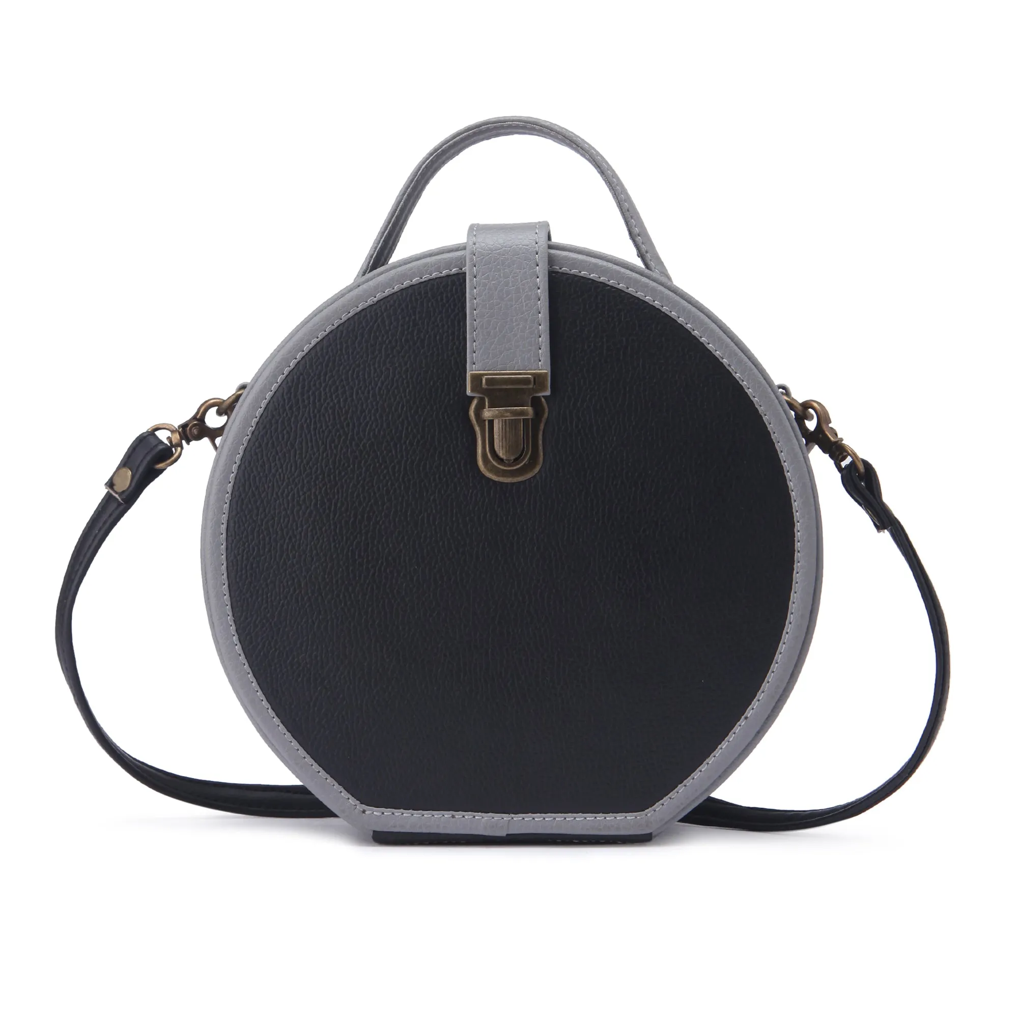 Grey Round Handcrafted Crossbody Sling Bag