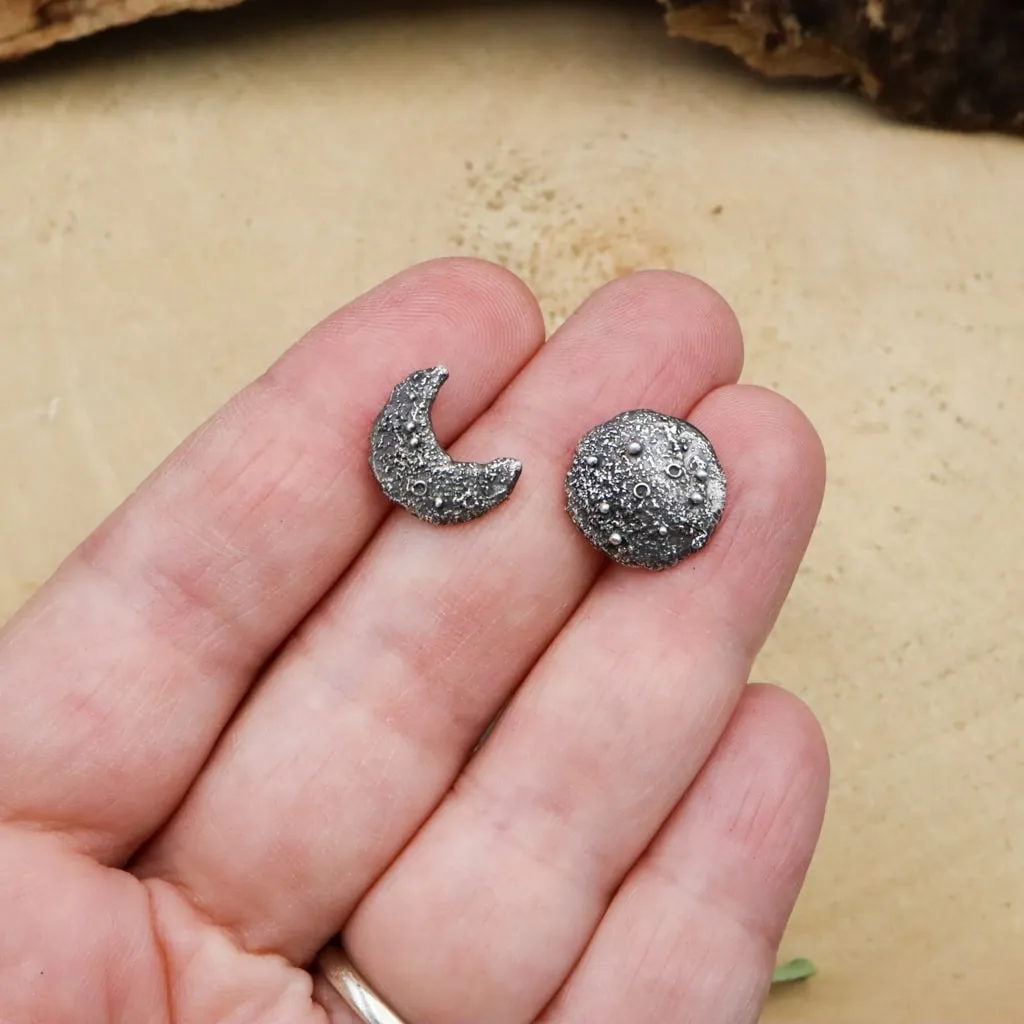 Hand Carved Moon Earrings