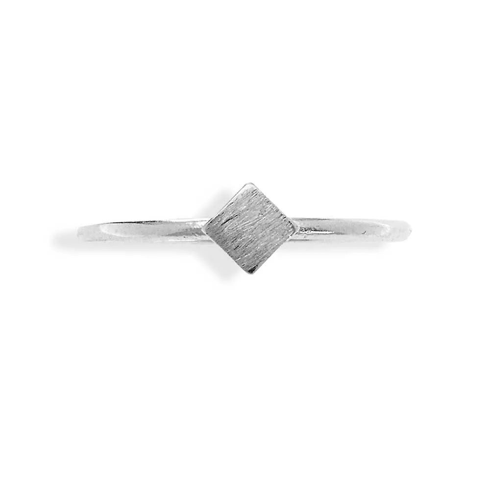 Handmade Sterling Silver Thin Ring With Small Square