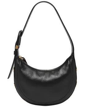 Harwell Leather Crescent Fossil Bag, Black