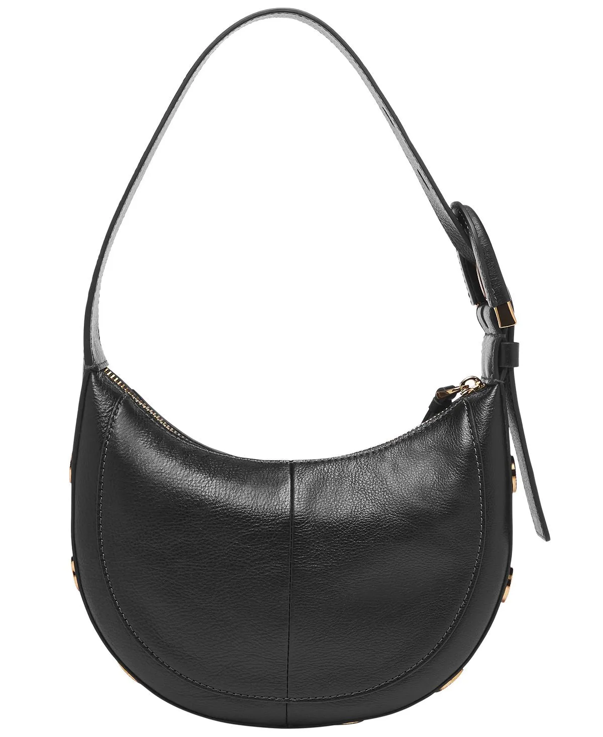Harwell Leather Crescent Fossil Bag, Black