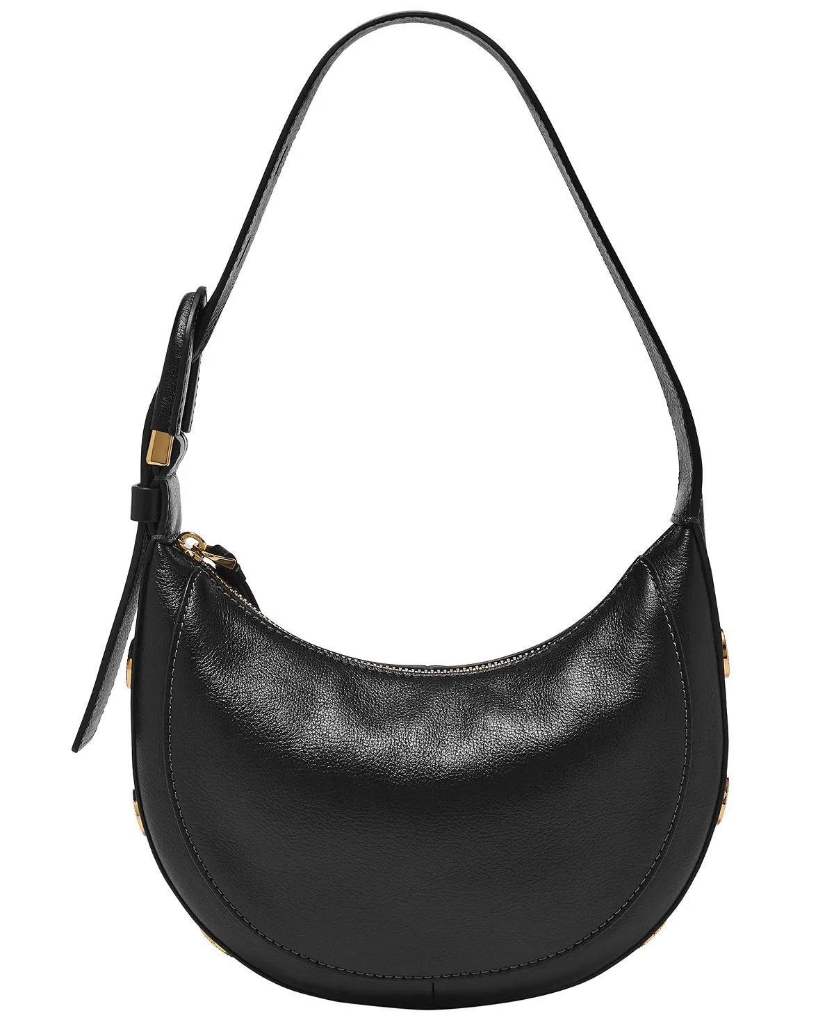 Harwell Leather Crescent Fossil Bag, Black