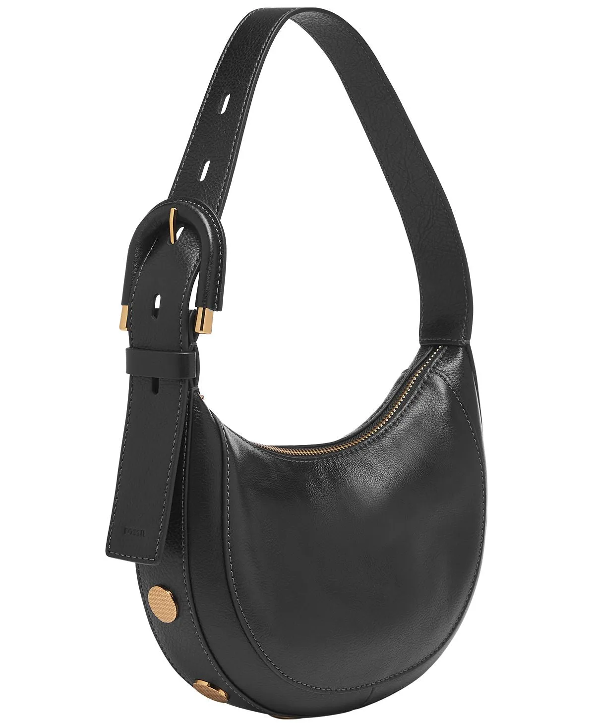 Harwell Leather Crescent Fossil Bag, Black