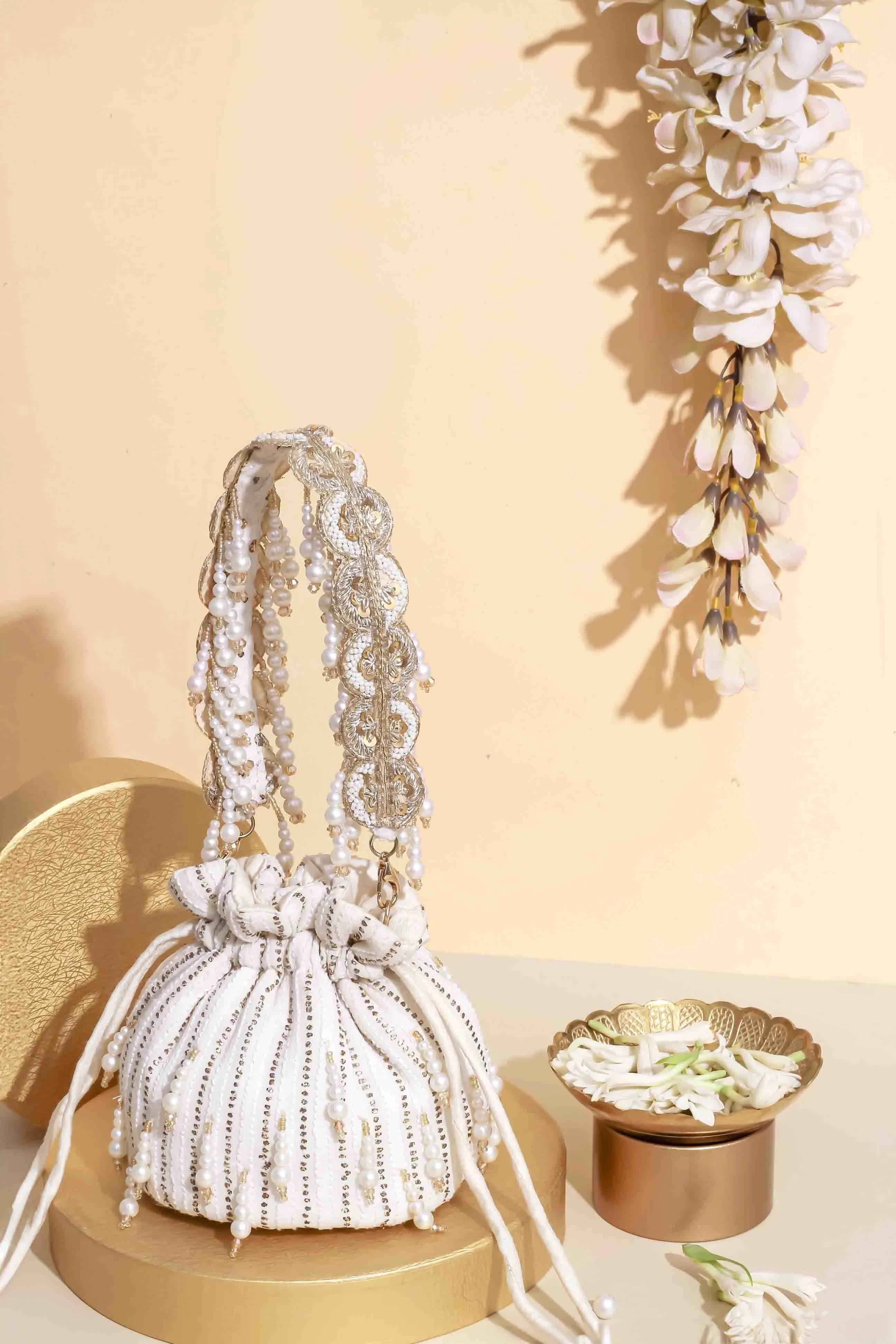 Inara Chikankari Mukaish Embroidered Mini Potli Bag