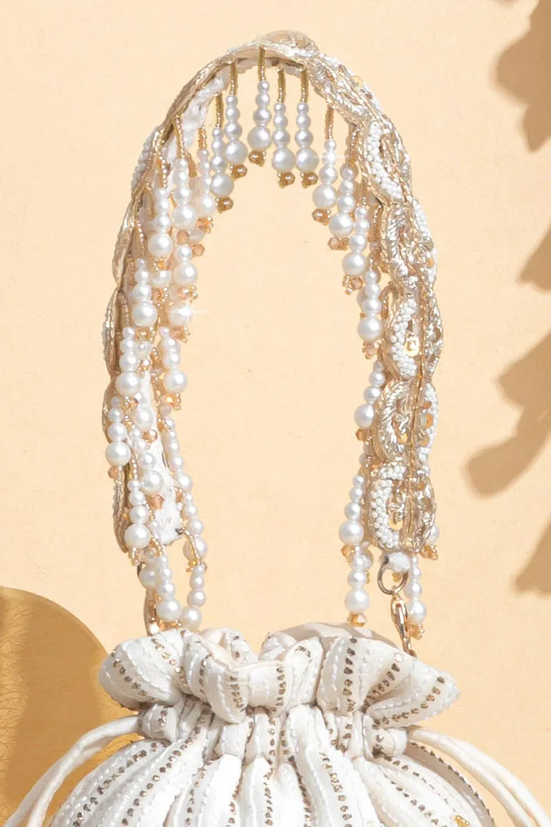 Inara Chikankari Mukaish Embroidered Mini Potli Bag
