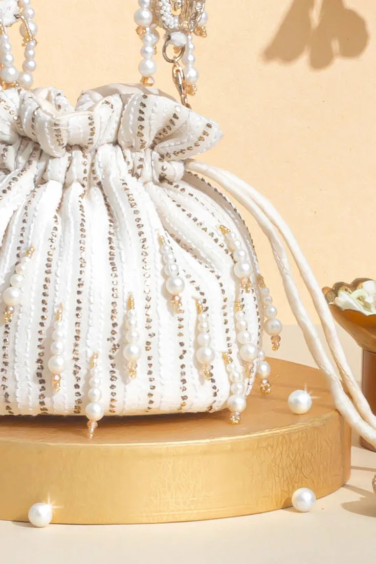 Inara Chikankari Mukaish Embroidered Mini Potli Bag