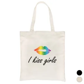 LGBT Kiss Girls Rainbow Lips Canvas Bag