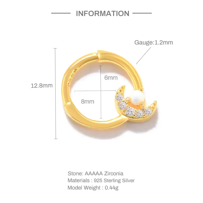 Opal Magic Moon Daith Hoop & Septum Clicker (16G)