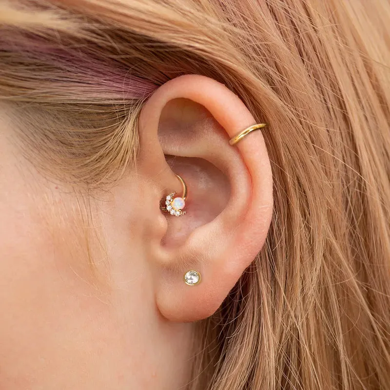 Opal Magic Moon Daith Hoop & Septum Clicker (16G)