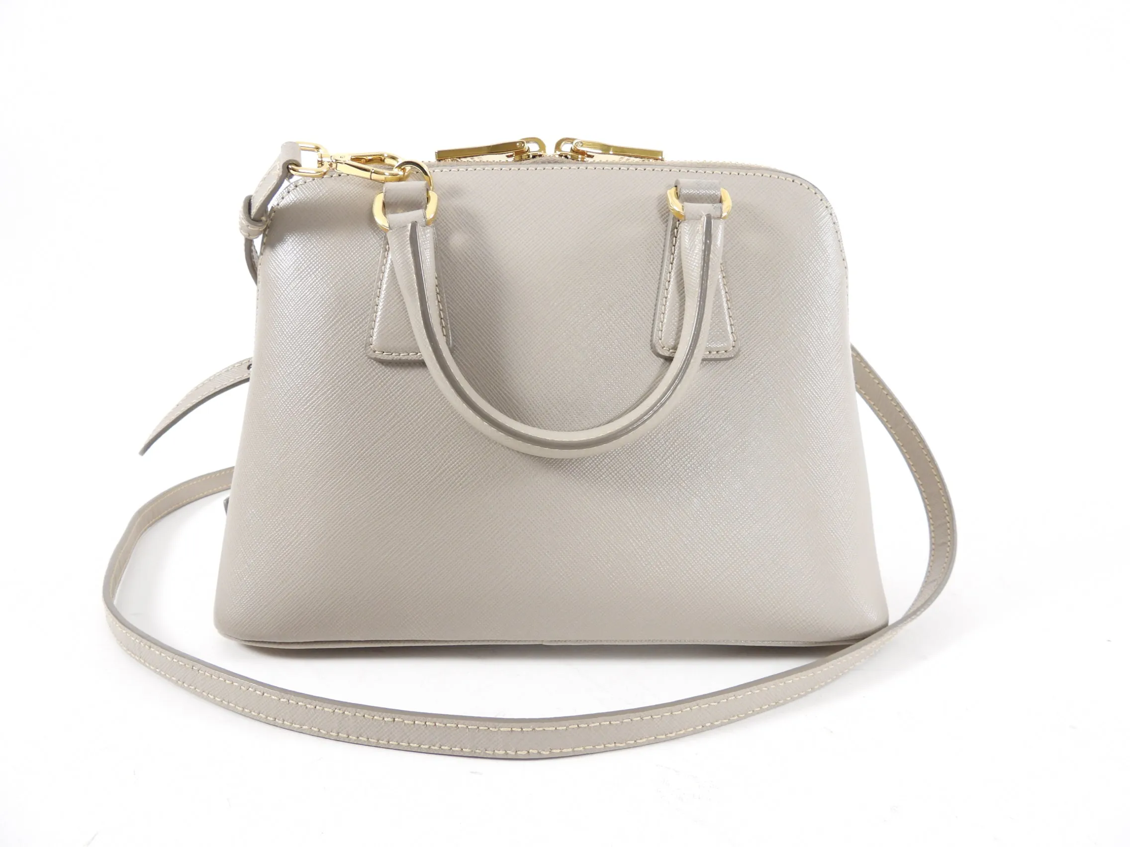 Prada Small Grey Saffiano Leather Promenade Crossbody Bag