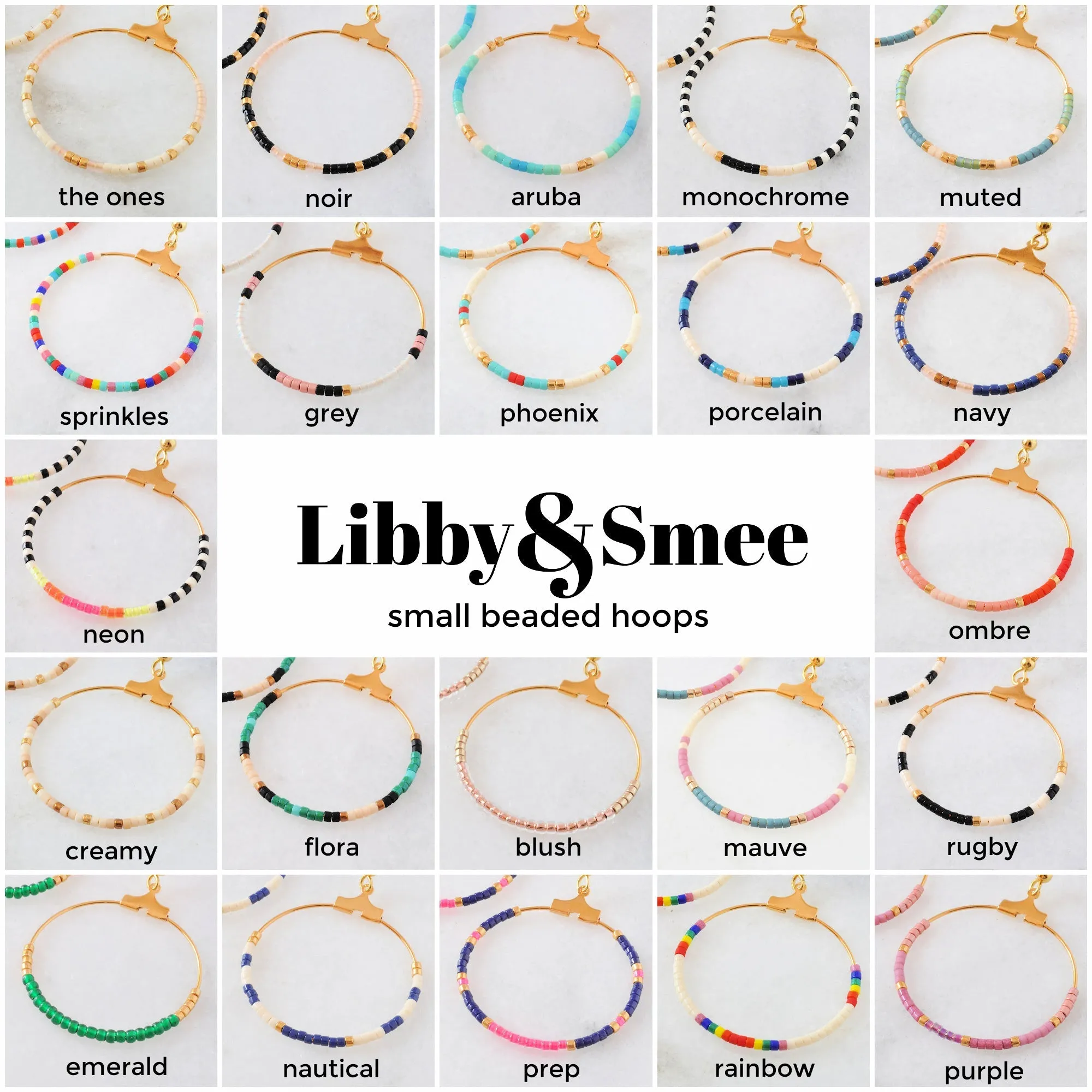 Small Rainbow Beaded Hoop Earrings