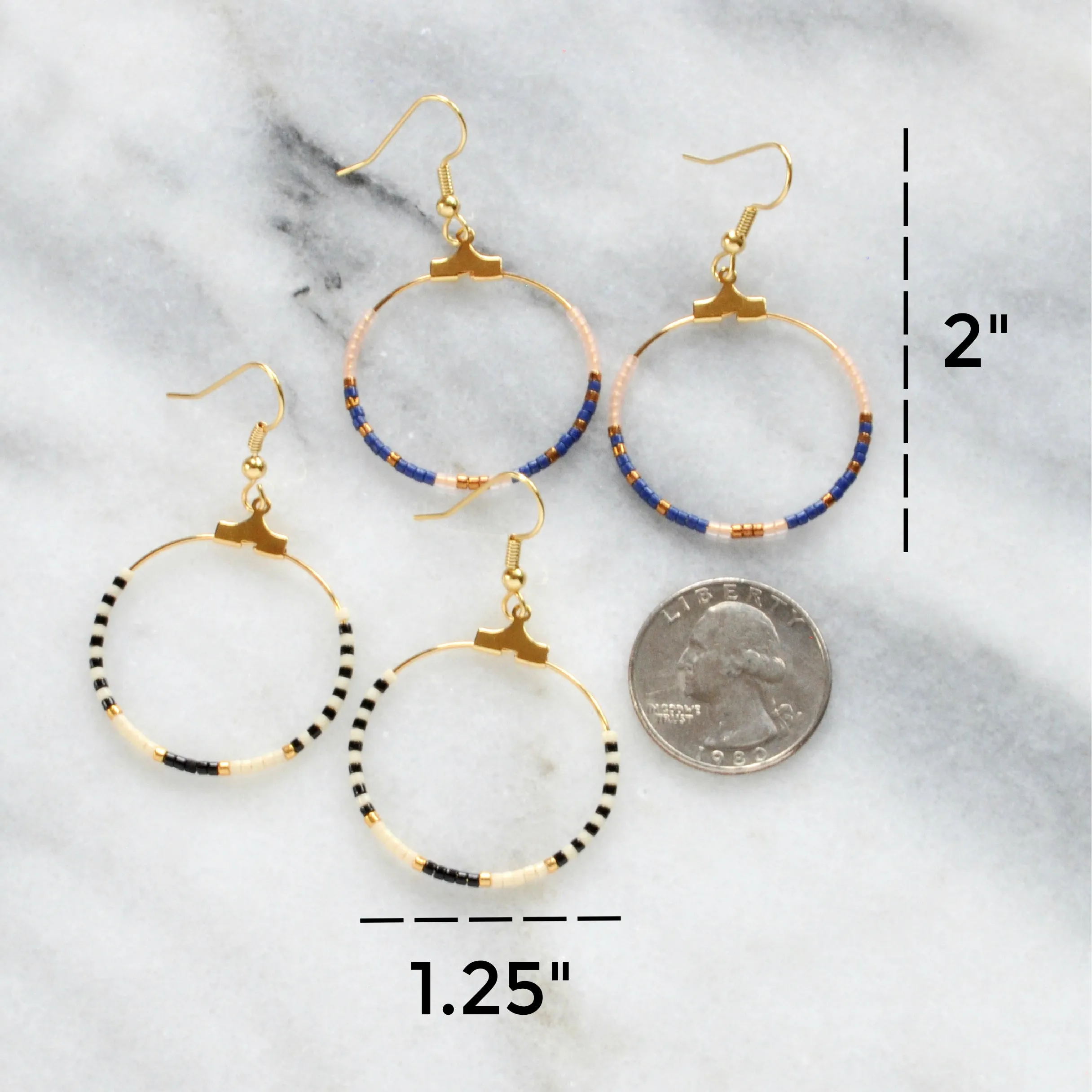 Small Rainbow Beaded Hoop Earrings
