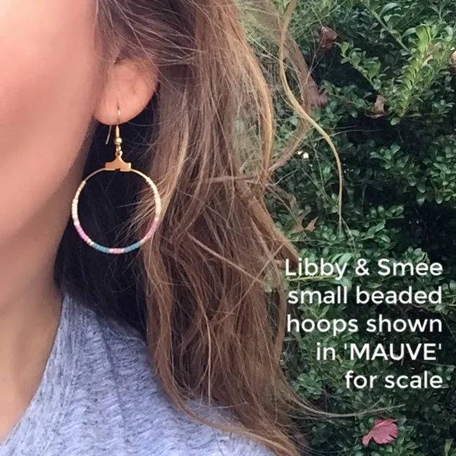 Small Rainbow Beaded Hoop Earrings