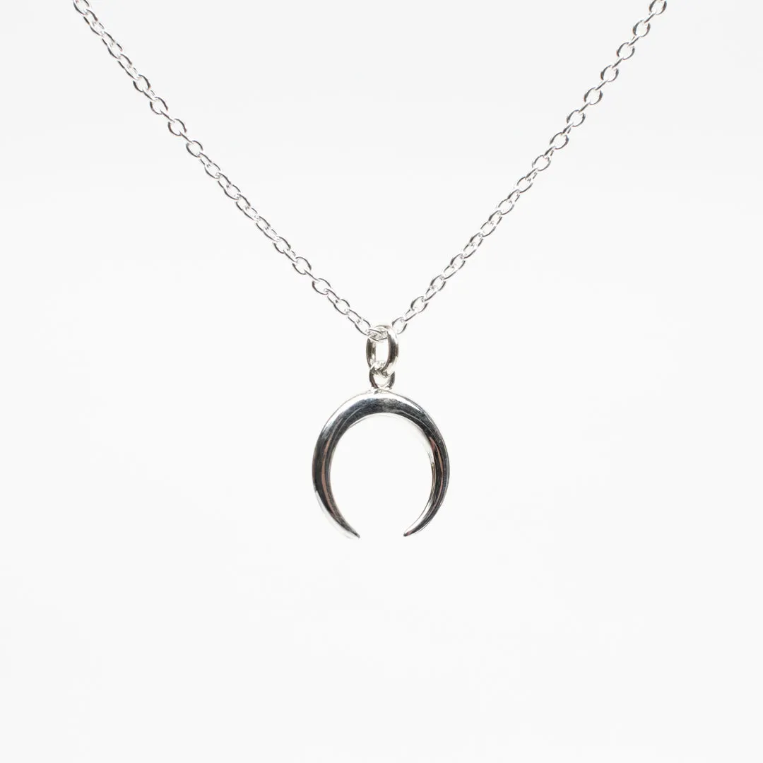 Small Silver Crescent Moon Necklace