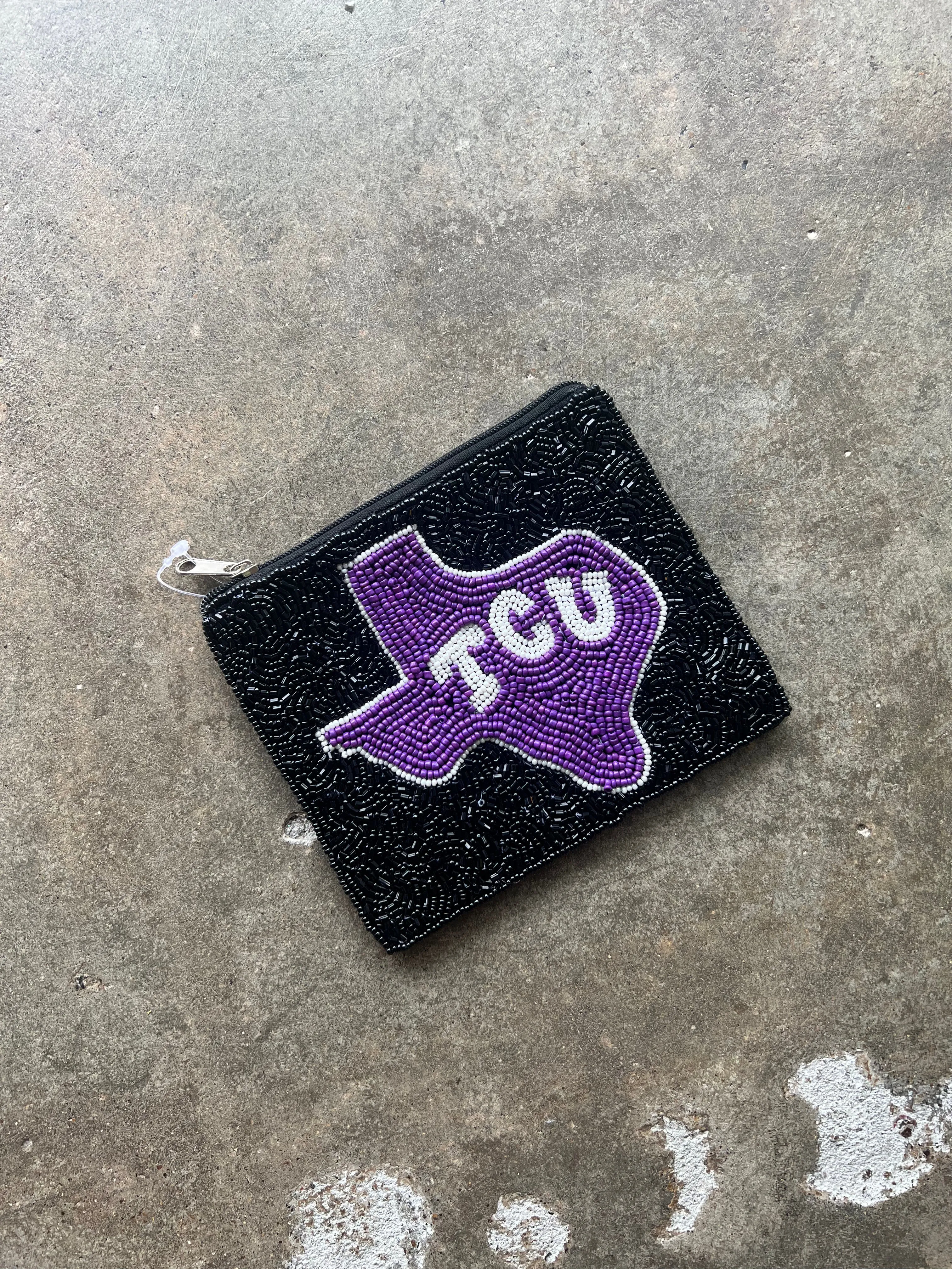 TCU Beaded Pouch