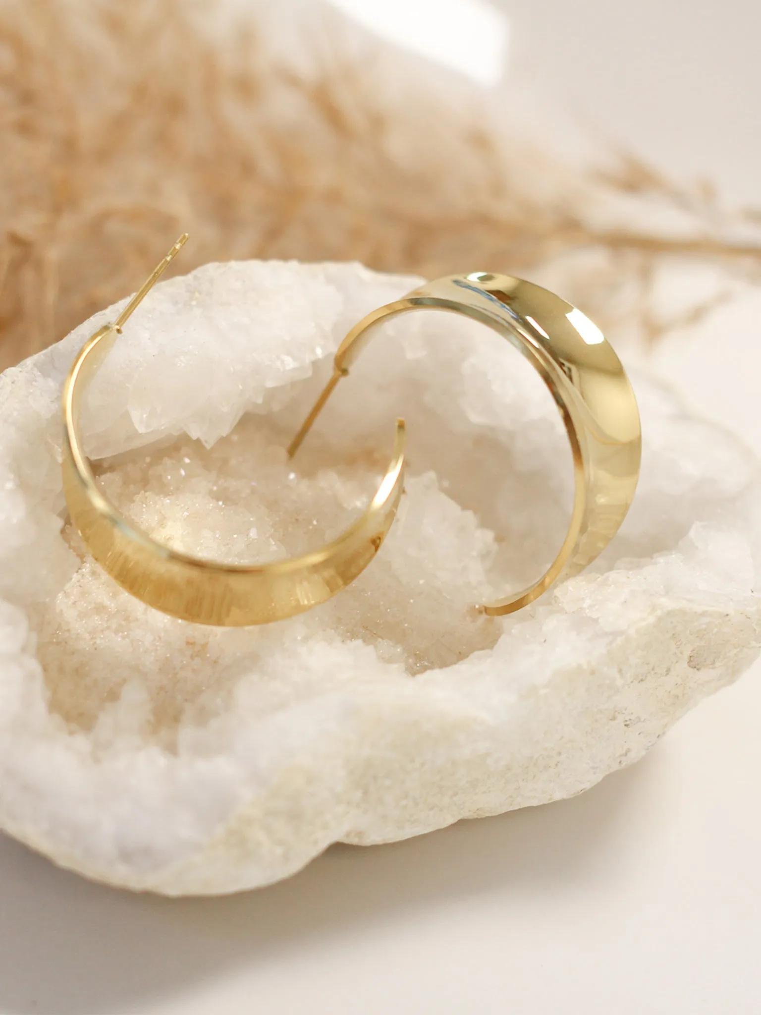 Wide Crescent Hoop Earrings
